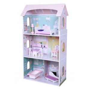 Moni Toys Anna babaház, 3 szintes fa babaház bútorokkal - Moni