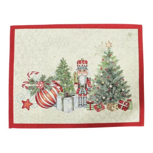 Diótörős és karácsonyfás, ezüst lurexes gépi gobelin tányéralátét, 40 x 50 cm 112213370