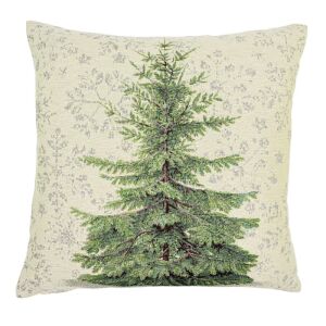 Ezüstfenyő és hópehely mintás, ezüst lurexes gépi gobelin díszpárna huzat, 45 x 45 cm 112213390 - Párnahuzat