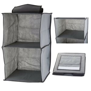 Szürke 2 polcos akasztós szekrényrendező, 30x30x50cm - Gardrób rendszerező