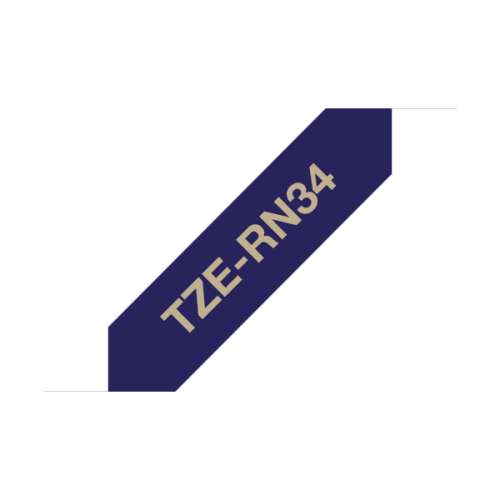 Brother Textilband tze-rn34, dunkelblau auf goldenem Hintergrund, 12mm 0.47", 4 Meter TZERN34