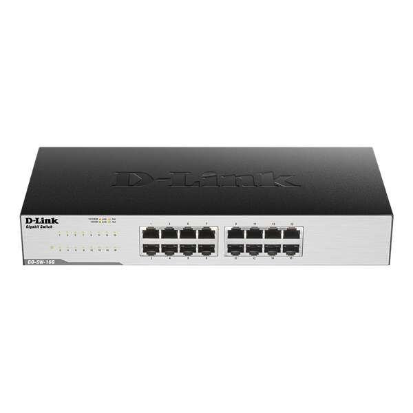 D-Link GO-SW-16G/E Switch 16x1000Mbps Fémházas Asztali, Rackes, G...