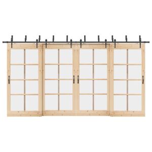 vidaXL fekete acél tolóajtó szerelvény készlet dupla ajtókhoz - Tolóajtó szerelvény