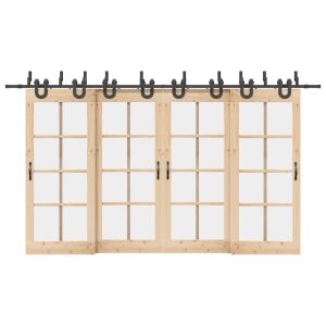 vidaXL fekete acél tolóajtó szerelvény készlet fa ajtókra szerelve - Tolóajtó szerelvény