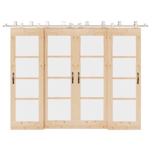 vidaXL ezüstszínű rozsdamentes acél tolóajtó szerelvény készlet fa ajtókra szerelve - Tolóajtó szerelvény