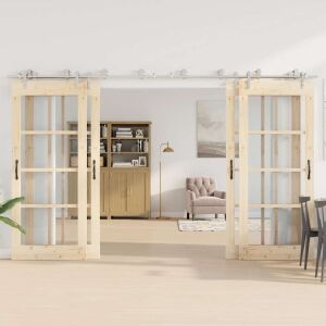 vidaXL tolóajtók rozsdamentes acél szerelvényekkel nappali környezetben - Tolóajtó szerelvény