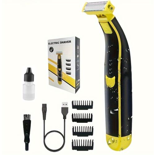 Aparat de Ras Electric Multifunctional, Rezistent la Apa, pentru Intregul Corp si Zona Inghinala, Reincarcabil prin USB, cu 4 Piepteni si Accesorii Incluse