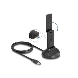 Delock Wi-Fi 6E AX5400 USB adapter mágneses talppal - PCI hálózati kártya