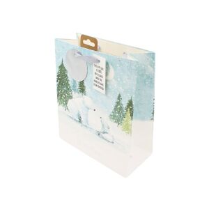 Papierowa torba na prezenty, kolekcja Clairefontaine firmy Eurowrap, 25x21,5 cm, 10 cm miech, niedźwiedź polarny 112258713 - Pakowanie prezentów