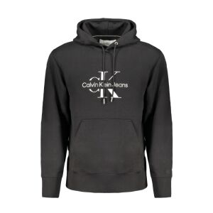 Calvin Klein Jeans Herren schwarzes Kapuzenpullover, Vorderansicht - Herrenbekleidung