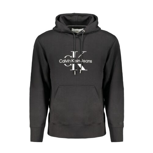 Calvin Klein Jeans Herren schwarzes Kapuzenpullover, Vorderansicht