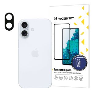 Wozinsky Full Glass 9H protecție lentilă cameră pentru iPhone 16 Plus, ambalaj și telefon - Wozinsky