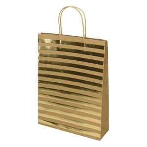 Dísztasak CREATIVE ECO Special Plus L 26x35x8 cm barna fóliás arany csíkos-pöttyös sodort füles 112525895 - Művészet & Hobbi