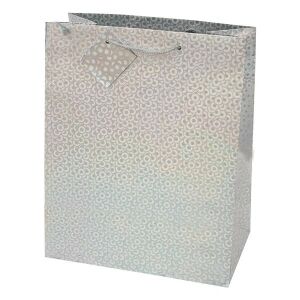 Dísztasak CREATIVE Special Hologram L 26x32x12 cm egyszínű ezüst sodort füles 112525937 - Művészet & Hobbi