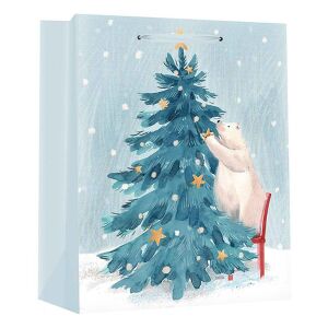 Dísztasak CREATIVE Deluxe Plus L 26x23x12 cm karácsonyi jegesmedve mintás matt glitteres szalag füles 112525944 - Művészet & Hobbi