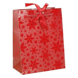 Dísztasak CREATIVE Deluxe Plus M 18x23x10 cm karácsonyi csillagos matt piros sodort füles masnival 112525969 - Művészet & Hobbi