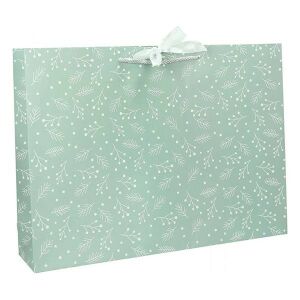 Dísztasak CREATIVE Deluxe Plus M 23x18x10 cm fekvő fagyöngy matt világoszöld sodort füles masnival 112525968 - Művészet & Hobbi