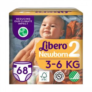 Libero Newborn 2-es méretű pelenka, 68 darabos Jumbo Pack, 3-6 kg-os babáknak - Libero Pelenka