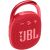 Szögletes nézet a piros JBL Clip 4 hordozható Bluetooth hangszóróról