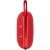 Side view of red JBL Clip 4 portable Bluetooth speaker with controls
