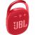 Red JBL Clip 4 portable Bluetooth speaker with carabiner