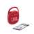 JBL Clip 4 portable Bluetooth speaker, red, connected to a smartphone