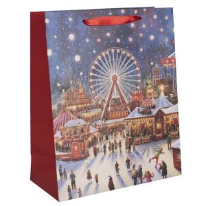 Karácsonyi vásár ajándéktasak, matt felület, 26x32 cm - Iris