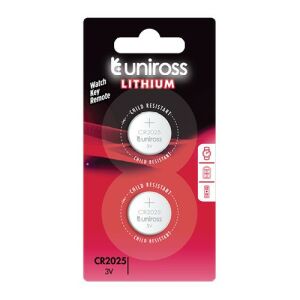 Uniross CR2025 3V lítium gombelem 2 db-os csomag, óra, kulcs, távirányító elem - Uniross