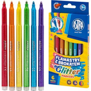 ASTRA Glitzer Marker, 6 Farben mit Verpackung - Zeichengeräte