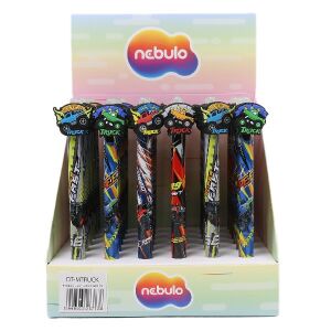 Nebulo Monster Truck radírozható zselés toll display, 0.5mm, kék tinta - Nebulo