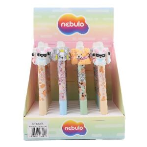 Nebulo kutyás radírozható zseléstollak, 0.5mm, display dobozban - Nebulo