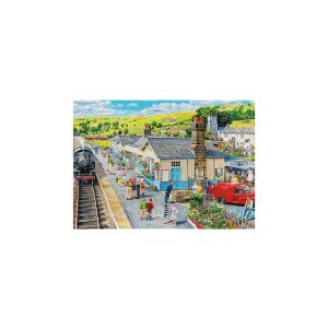 Zusammengesetztes Trefl Vidéki álom 1000-teiliges Puzzle, das einen charmanten Vintage-Bahnhof darstellt. - Trefl Puzzle