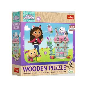 Trefl Gabby's Dollhouse puzzle din lemn de 24 de piese, cutie - Puzzle 3D & Puzzle cu burete