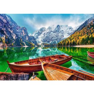 Lacul Braies pitoresc, Italia, imagine puzzle Trefl - Puzzle 3D & Puzzle cu burete