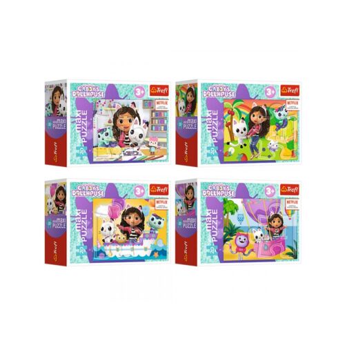 Mini puzzle Trefl Gabby's Dollhouse, 54 de piese, patru modele diferite