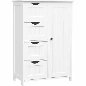 Dulap de baie alb Mercaton cu 4 sertare și 1 ușă - Dulap de baie