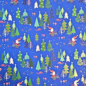 Mattes Papier zum Verpacken von Geschenken, blaue Dekoration mit Holzbalken, 200x70 cm