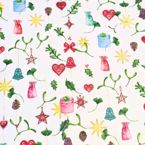 Matowy papier do pakowania prezentów, biała dekoracja w dzwonki, serca i gwiazdki, 200x70 cm 112594429 - Sztuka i hobby