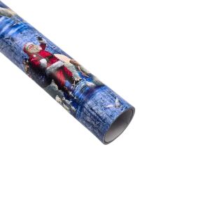 Mattes Geschenkpapier, Winterdesign mit Weihnachtsmann und Polartieren, 200x70 cm