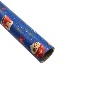 Kraftpapier zum Verpacken von Geschenken, blaue Dekoration mit Weihnachtsbechern, 200x70 cm