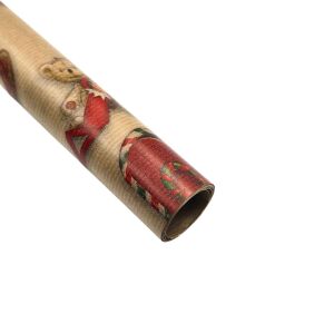 Kraftpapier zum Verpacken von Geschenken, Weihnachtswichtel mit Lebkuchen, 200x70 cm