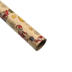 Kraftpapier zum Verpacken von Geschenken, Weihnachtsmann fliegt auf einem Stern, 200x70 cm