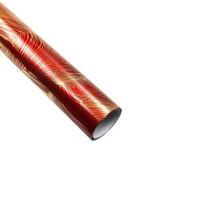 Metallisches Papier zum Verpacken von Geschenken, rote Verzierung mit feinen Golddetails, 150x70 cm
