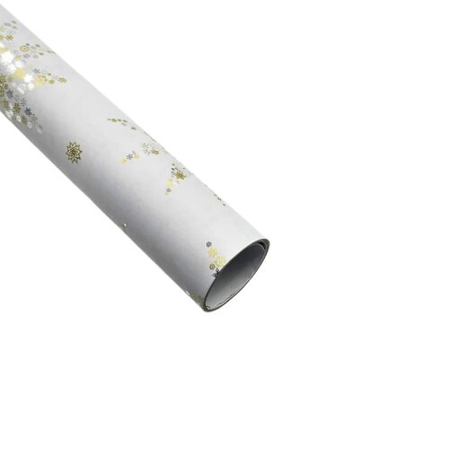 Papier metaliczny do pakowania prezentów, złoto-srebrne płatki śniegu, 150x70 cm 112594475