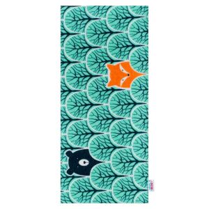 New Baby türkiz flanel textilpelenka erdei állat mintával (róka, medve) - Textil pelenka