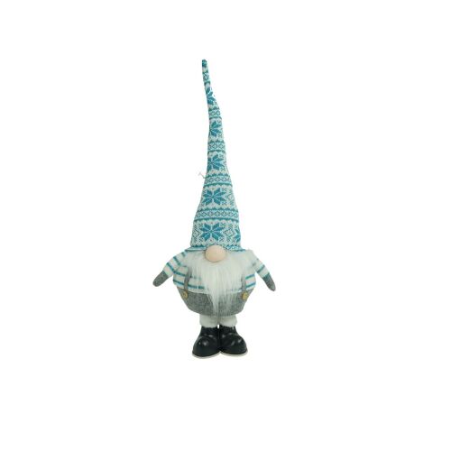 Flippy Elf karácsonyi dísz, fehér és kék textil gnóm, 59 cm - Karácsonyi dekoráció