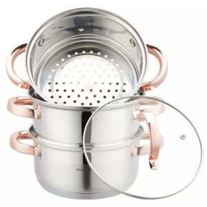 Klausberg KB 7726 5 piese aburitor din oțel inoxidabil cu capac din sticlă și mânere aurii roz - Klausberg Veselă