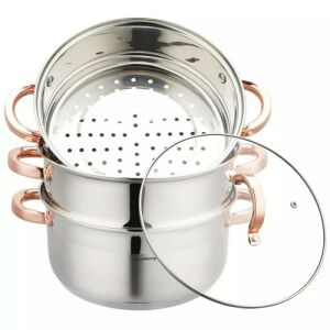 Klausberg KB 7735 4-teiliger Edelstahl-Dampfgarer mit roségoldenen Griffen - Klausberg