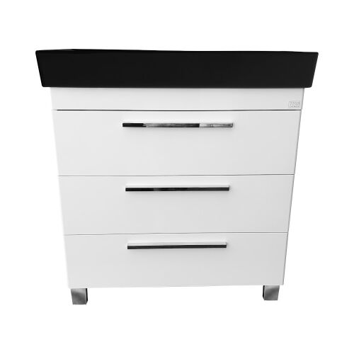 TMP TRIO fürdőszobabútor CeraStyle SHARP fekete mosdóval, nyitott fiókokkal