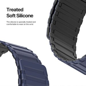 Dux Ducis KJ Nylon Apple Watch szíj 42/44/45/49mm - Fekete és kék szilikon szíj - Okosóra szíj